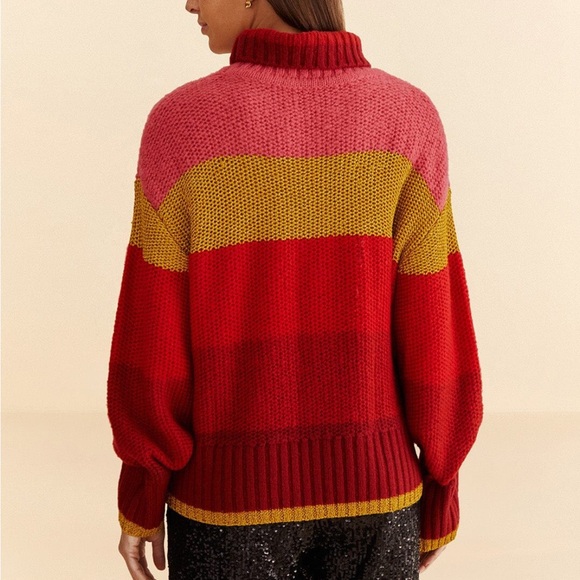 🛍️WEEKEND SALE🛍️ Farm Rio shiny stripes knit sweater - new with tags - Picture 2 of 5